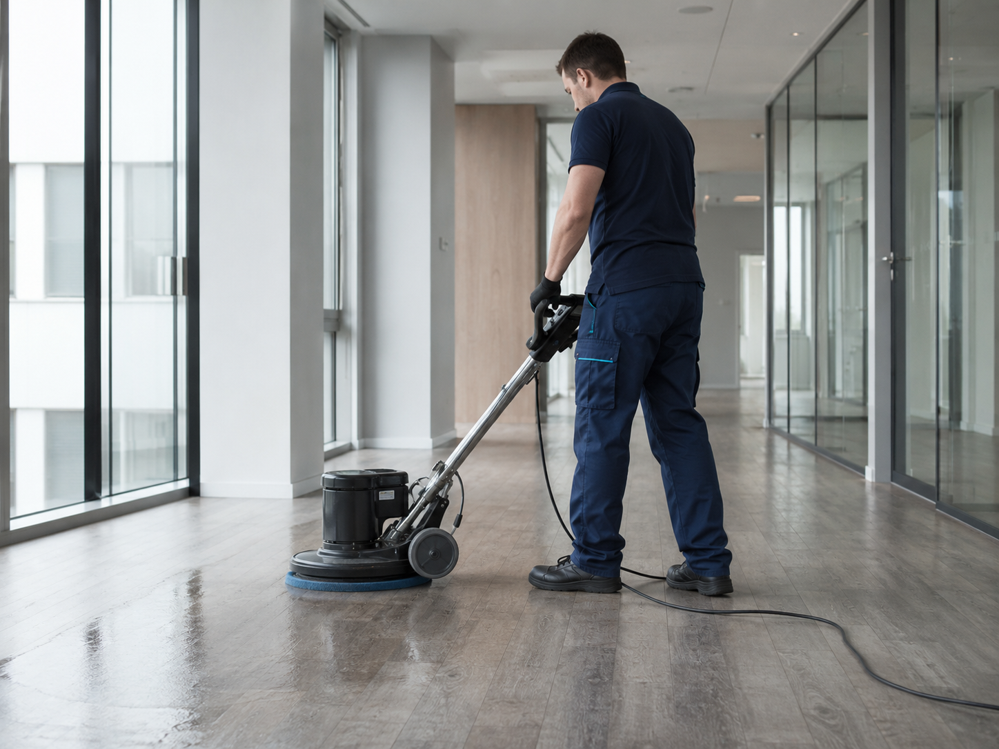 Professionelle Grundreinigung einer Gewerbefläche